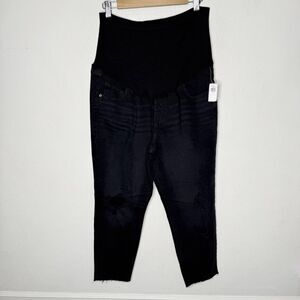 New Old Navy Maternity Full-Panel OG Straight Black Stretch‎ Jeans Women’s 16